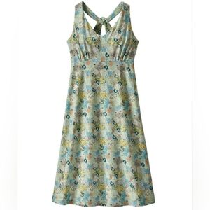 Patagonia Magnolia Spring Dress Green Floral Sleeveless Outdoors Size L